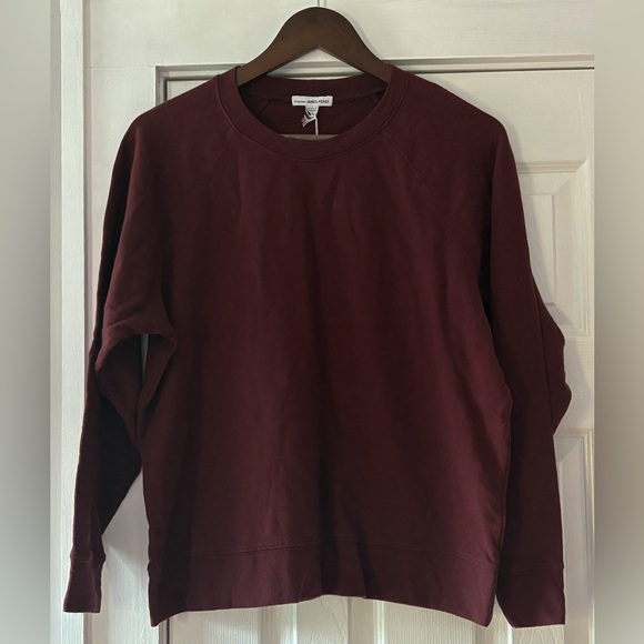 James Perse Burgundy Cotton Crewneck Size 0 NWT - Picture 2 of 7